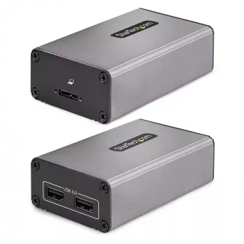 StarTech.com Extender USB 3.0 a 2 porte su fibra multimodale OM3 – LC/LC – hub USB-A 2x 5 Gbit/s – portata 350 m (1150 piedi) – extender USB in fibra ottica durevole – extender USB ottico