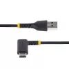 StarTech.com cavo di ricarica USB-A a USB-C da 15 cm, angolare – cavo USB-C a ricarica rapida robusto – nero, USB 2.0 A a Type-C – fibra aramidica resistente – 3A – cavo di ricarica USB corto