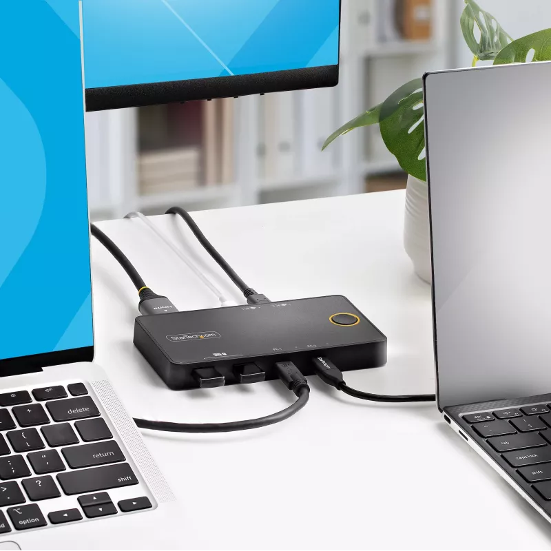 StarTech.com switch KVM USB-C a 2 porte, monitor singolo HDMI 4K 60Hz, porte dual-100W Power Delivery pass-through, bus powered, compatibile USB Type-C/USB4/Thunderbolt 3/4 – Small Form Factor