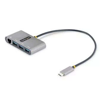 StarTech.com hub USB-C a 3 porte con Ethernet - 3x USB-A - Gigabit Ethernet - USB 3.0 5Gbps - bus powered - cavo host USB Type-C da 1ft/30cm - GbE - hub USB-C a USB-A portatile