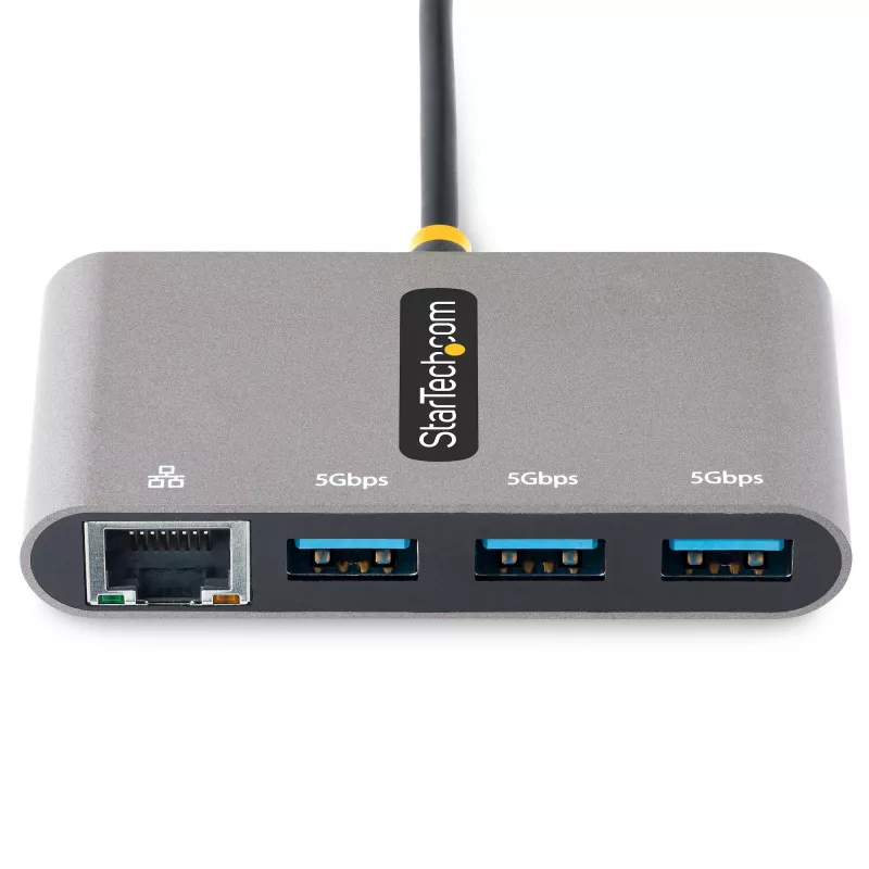 StarTech.com hub USB-C a 3 porte con Ethernet - 3x USB-A - Gigabit Ethernet - USB 3.0 5Gbps - bus powered - cavo host USB Type-C da 1ft/30cm - GbE - hub USB-C a USB-A portatile