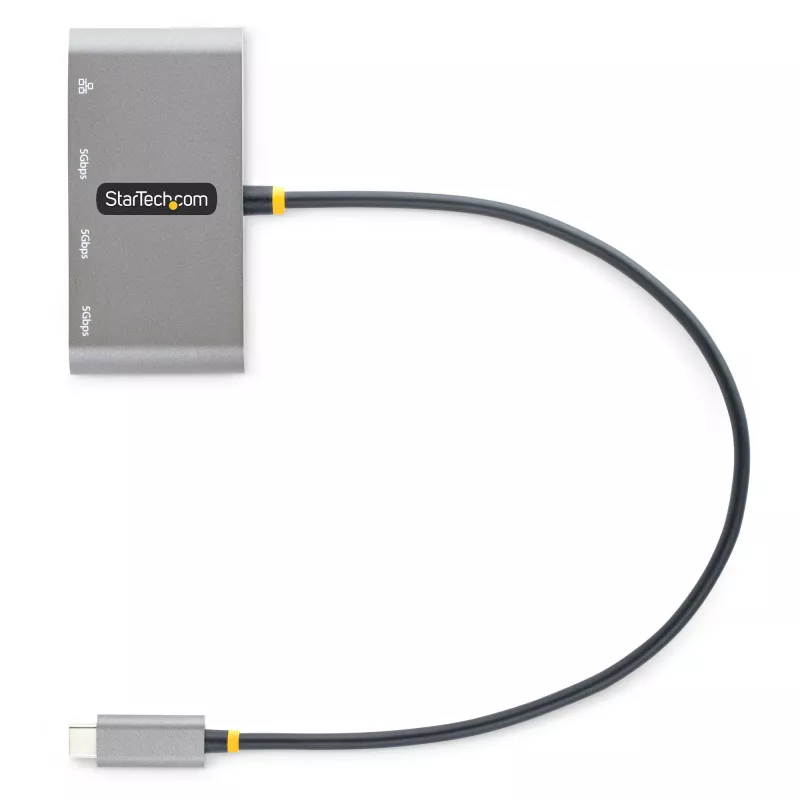 StarTech.com hub USB-C a 3 porte con Ethernet - 3x USB-A - Gigabit Ethernet - USB 3.0 5Gbps - bus powered - cavo host USB Type-C da 1ft/30cm - GbE - hub USB-C a USB-A portatile