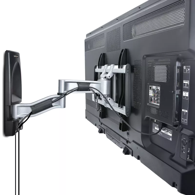 StarTech.com supporto TV da parete articolato, supporto da parete VESA, supporta TV da 26 a 65 pollici/99 lb/piatte/curve, supporto TV da parete piatto estraibile, supporto TV da parete ad angolo regolabile