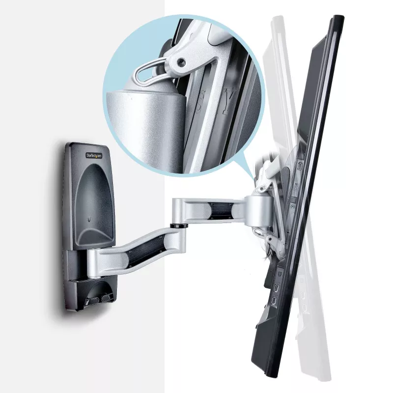 StarTech.com supporto TV da parete articolato, supporto da parete VESA, supporta TV da 26 a 65 pollici/99 lb/piatte/curve, supporto TV da parete piatto estraibile, supporto TV da parete ad angolo regolabile