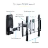 StarTech.com supporto TV da parete articolato, supporto da parete VESA, supporta TV da 26 a 65 pollici/99 lb/piatte/curve, supporto TV da parete piatto estraibile, supporto TV da parete ad angolo regolabile