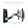 StarTech.com supporto TV da parete articolato, supporto da parete VESA, supporta TV da 26 a 65 pollici/99 lb/piatte/curve, supporto TV da parete piatto estraibile, supporto TV da parete ad angolo regolabile