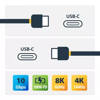 StarTech.com cavo USB-C angolare robusto da 50 cm, USB 3.2 Gen 2 (10 Gbit/s), cavo dati USB-C a C full-featured, 4K 60Hz DP Alt-Mode, 100 W Power Delivery – cavo USB Type-C a 90 gradi