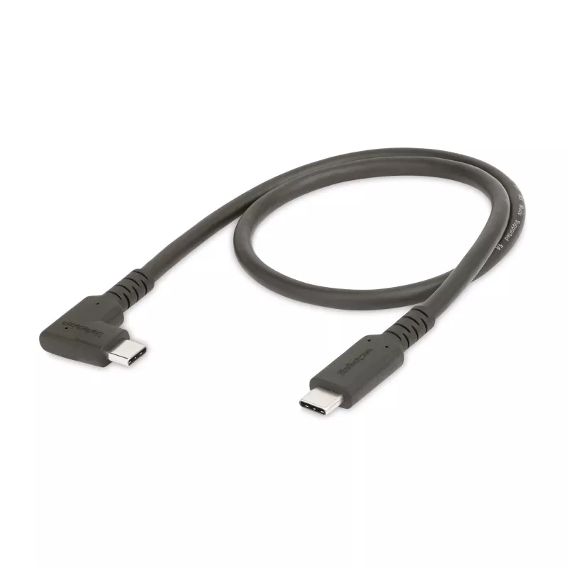 StarTech.com cavo USB-C angolare robusto da 50 cm, USB 3.2 Gen 2 (10 Gbit/s), cavo dati USB-C a C full-featured, 4K 60Hz DP Alt-Mode, 100 W Power Delivery – cavo USB Type-C a 90 gradi