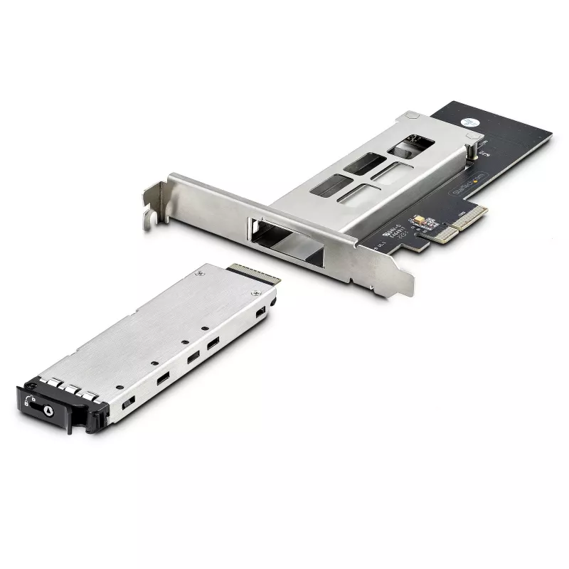 StarTech.com rack mobile/backplane M.2 NVMe SSD a PCIe x4 con vano estraibile per slot di espansione PCI Express, installazione senza attrezzi, vano unità hot-swap PCIe 4.0/3.0, serratura a chiave – 2 chiavi incluse