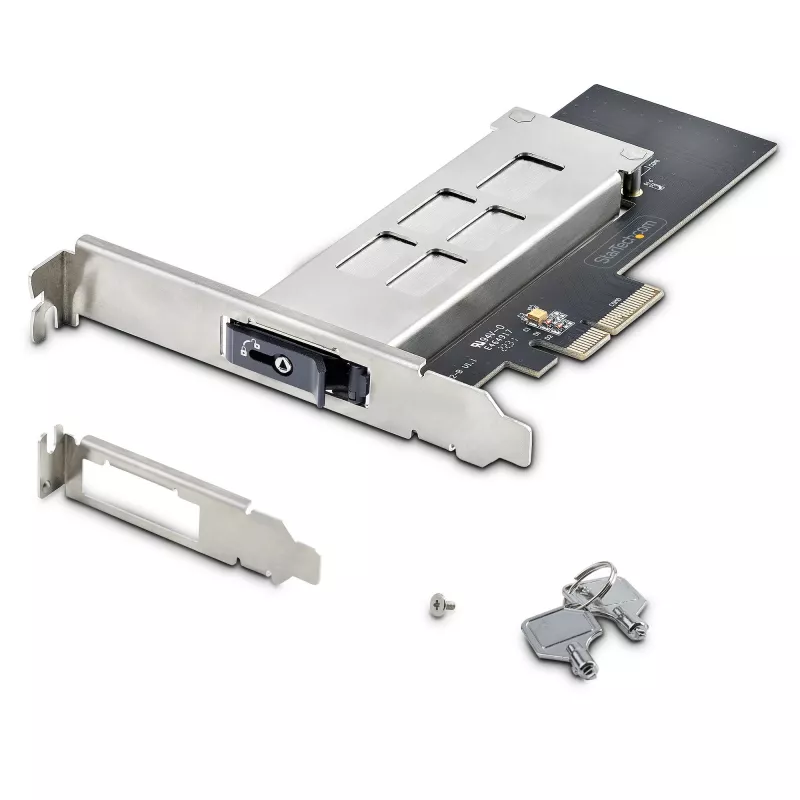 StarTech.com rack mobile/backplane M.2 NVMe SSD a PCIe x4 con vano estraibile per slot di espansione PCI Express, installazione senza attrezzi, vano unità hot-swap PCIe 4.0/3.0, serratura a chiave – 2 chiavi incluse