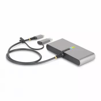 StarTech.com hub USB-C a 2 porte con Ethernet e RS-232, dongle USB-C a USB-A collegato, pass-through 100 W PD, 2x USB-A 5 Gbit/s, Gigabit Ethernet, RS232 seriale (FTDI)