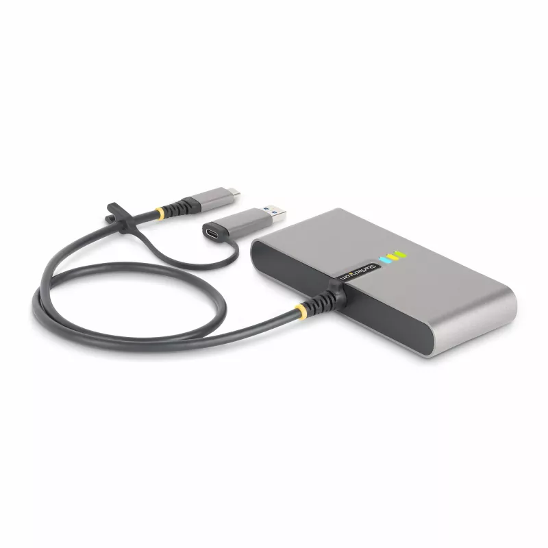 StarTech.com hub USB-C a 2 porte con Ethernet e RS-232, dongle USB-C a USB-A collegato, pass-through 100 W PD, 2x USB-A 5 Gbit/s, Gigabit Ethernet, RS232 seriale (FTDI)