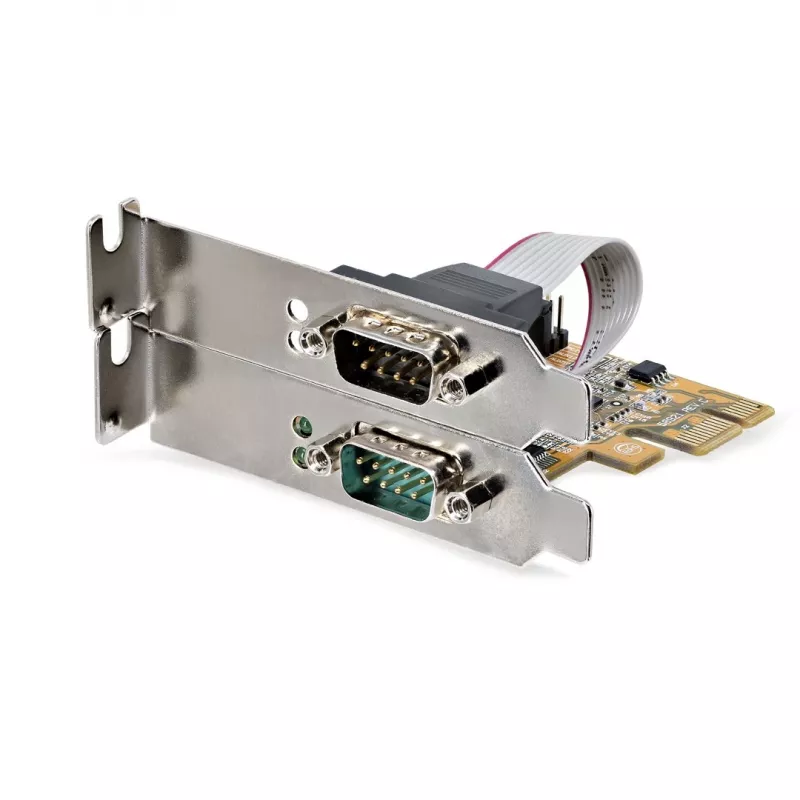 StarTech.com scheda seriale PCI Express a 2 porte, scheda seriale dual port PCIe a RS232 (DB9), UART 16C1050, staffe Low/Full Profile, COM Retention, per Windows/Linux