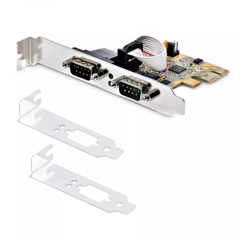 StarTech.com scheda seriale PCI Express a 2 porte, scheda seriale dual port PCIe a RS232 (DB9), UART 16C1050, staffe Low/Full Profile, COM Retention, per Windows/Linux