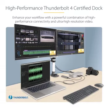 StarTech.com docking station universale USB4 e Thunderbolt 4, quad-display su Windows, dual-display su MacBook, dock HDMI DP con ricarica laptop 98W
