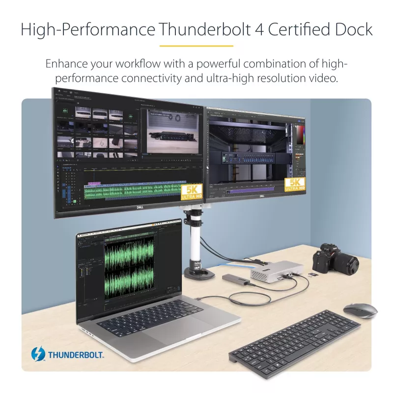 StarTech.com docking station universale USB4 e Thunderbolt 4, quad-display su Windows, dual-display su MacBook, dock HDMI DP con ricarica laptop 98W