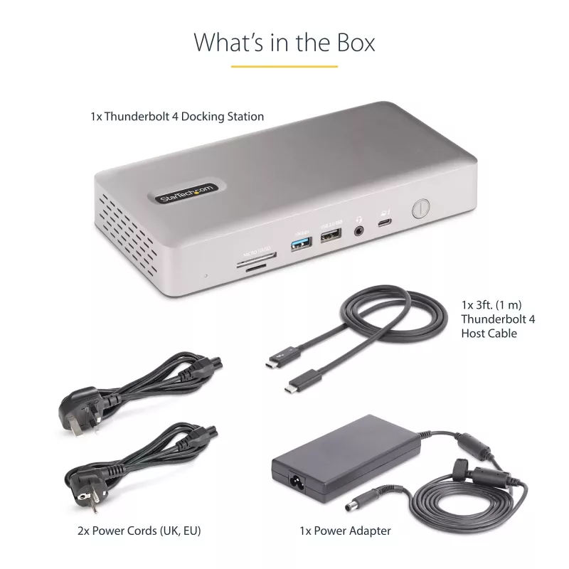 StarTech.com docking station universale USB4 e Thunderbolt 4, quad-display su Windows, dual-display su MacBook, dock HDMI DP con ricarica laptop 98W