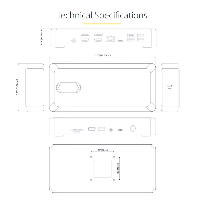 StarTech.com docking station universale USB4 e Thunderbolt 4, quad-display su Windows, dual-display su MacBook, dock HDMI DP con ricarica laptop 98W