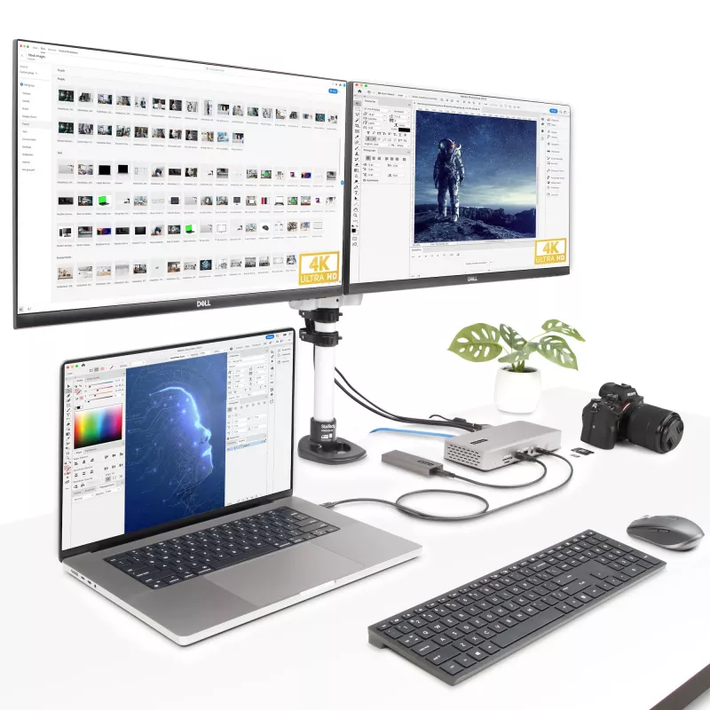 StarTech.com docking station universale USB4 e Thunderbolt 4, quad-display su Windows, dual-display su MacBook, dock HDMI DP con ricarica laptop 98W