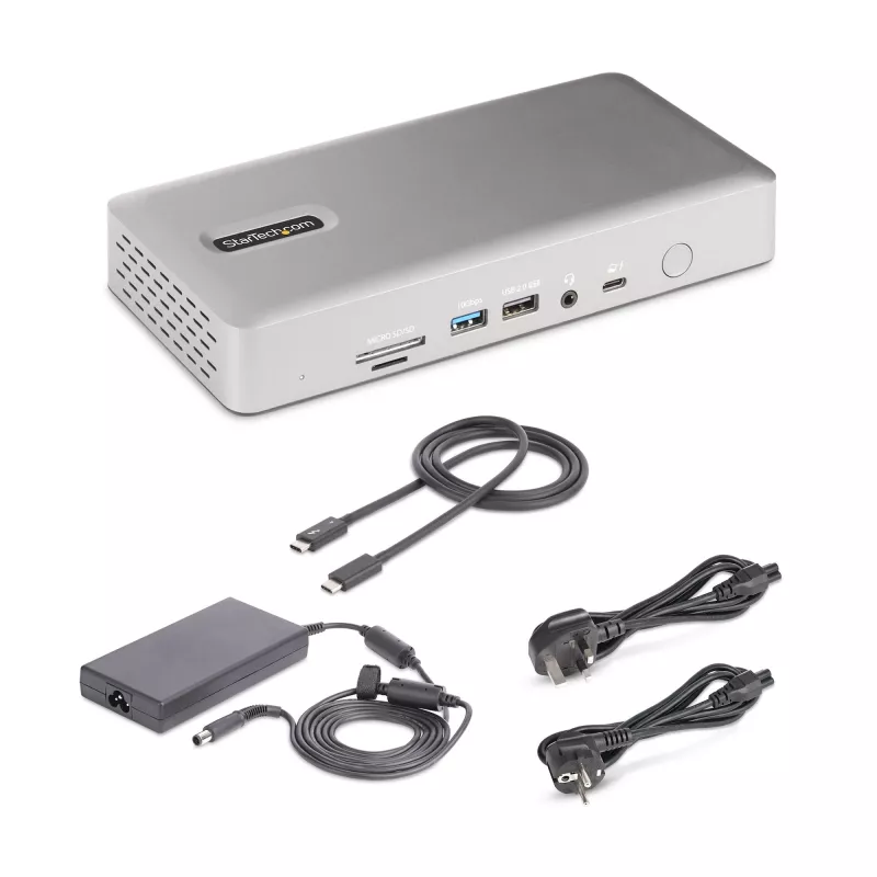 StarTech.com docking station universale USB4 e Thunderbolt 4, quad-display su Windows, dual-display su MacBook, dock HDMI DP con ricarica laptop 98W