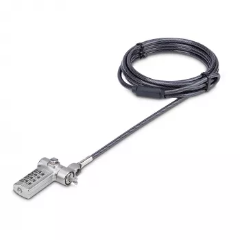 StarTech.com cavo di sicurezza universale per laptop da 2 m, cavo di sicurezza per notebook compatibile con Noble Wedge®/Nano/K-Slot; cavo con lucchetto a combinazione senza chiave, cavo in acciaio antifurto resistente al taglio