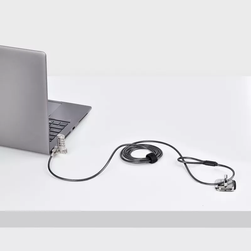 StarTech.com cavo di sicurezza universale per laptop da 2 m, cavo di sicurezza per notebook compatibile con Noble Wedge®/Nano/K-Slot; cavo con lucchetto a combinazione senza chiave, cavo in acciaio antifurto resistente al taglio