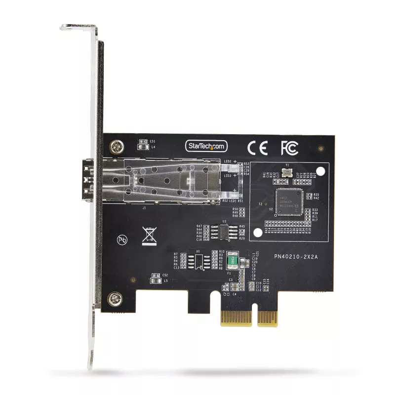 StarTech.com scheda di rete GbE SFP a 1 porta, PCIe 2.1 x1, Intel I210-IS, controller 1GbE, 1000BASE rame/fibra, NIC Gigabit Ethernet single-port, staffe desktop/server – compatibile con Windows e Linux