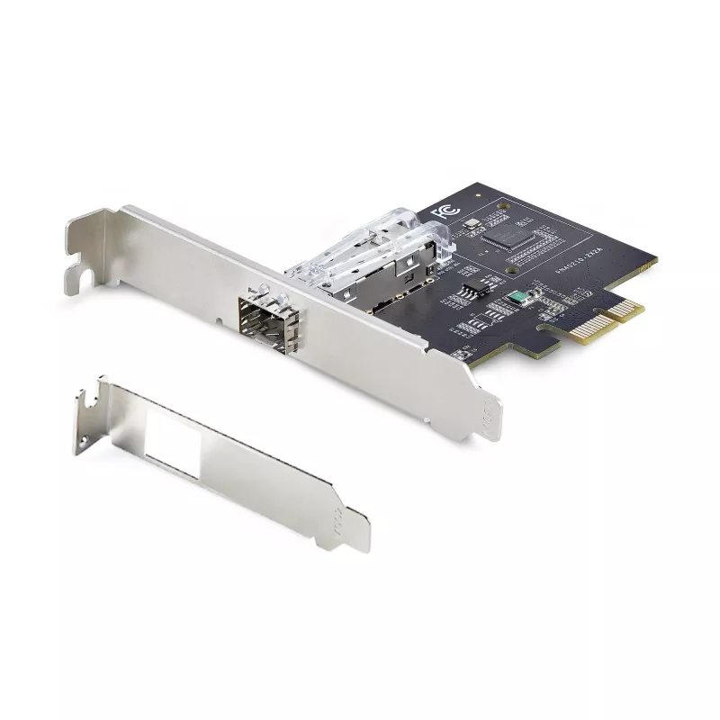 StarTech.com scheda di rete GbE SFP a 1 porta, PCIe 2.1 x1, Intel I210-IS, controller 1GbE, 1000BASE rame/fibra, NIC Gigabit Ethernet single-port, staffe desktop/server – compatibile con Windows e Linux