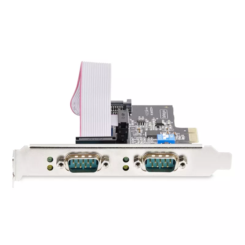 StarTech.com scheda seriale PCIe a 2 porte, scheda seriale dual-port PCI Express a RS232/RS422/RS485 (DB9), staffe low-profile incluse, UART 16C1050, Windows/Linux, conforme TAA – protezione ESD livello 4