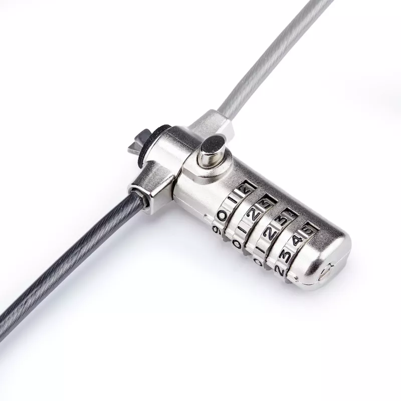 StarTech.com lucchetto slim compatibile K-Slot, cavo di sicurezza da 1,5 m, protezione antifurto da scrivania per laptop/notebook, cavo in acciaio resistente al taglio, lucchetto a combinazione