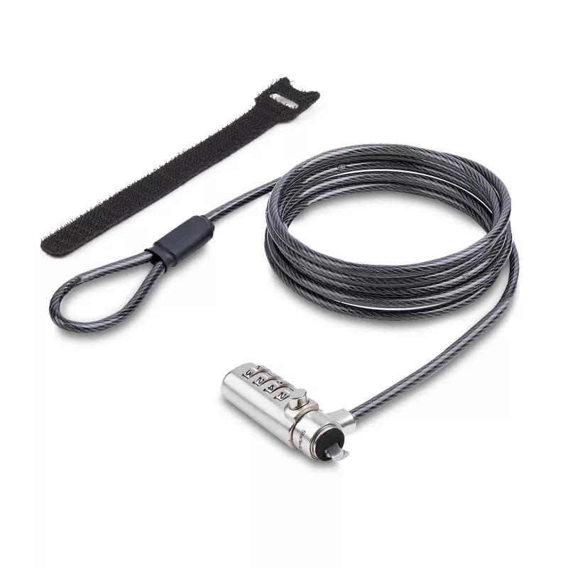 StarTech.com lucchetto slim compatibile K-Slot, cavo di sicurezza da 1,5 m, protezione antifurto da scrivania per laptop/notebook, cavo in acciaio resistente al taglio, lucchetto a combinazione