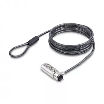 StarTech.com lucchetto slim compatibile con slot Noble Wedge®, cavo di sicurezza da 1,5 m, protezione antifurto da scrivania per laptop/notebook, cavo in acciaio resistente al taglio, lucchetto a combinazione