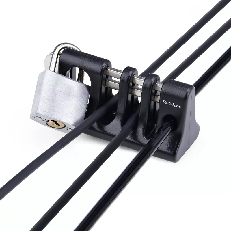 StarTech.com lucchetto ancora cavi per periferiche, protegge tastiera/mouse, lucchetto cavi per uffici condivisi/computer pubblici, trappola cavi compatibile con cavo di sicurezza per laptop/lucchetto – TAA