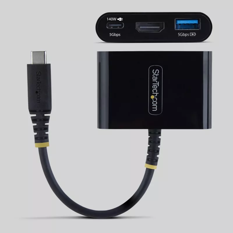 StarTech.com adattatore multiporta da USB-C a HDMI con ricarica PD da 140 W, HDMI 4K a 60 Hz, hub USB da 5 Gbit/s, mini dock per MacBook / Dell / Thinkpad / HP / iPad / tablet