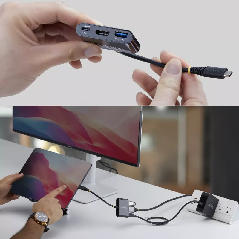 StarTech.com adattatore multiporta da USB-C a HDMI con ricarica PD da 140 W, HDMI 4K a 60 Hz, hub USB da 5 Gbit/s, mini dock per MacBook / Dell / Thinkpad / HP / iPad / tablet