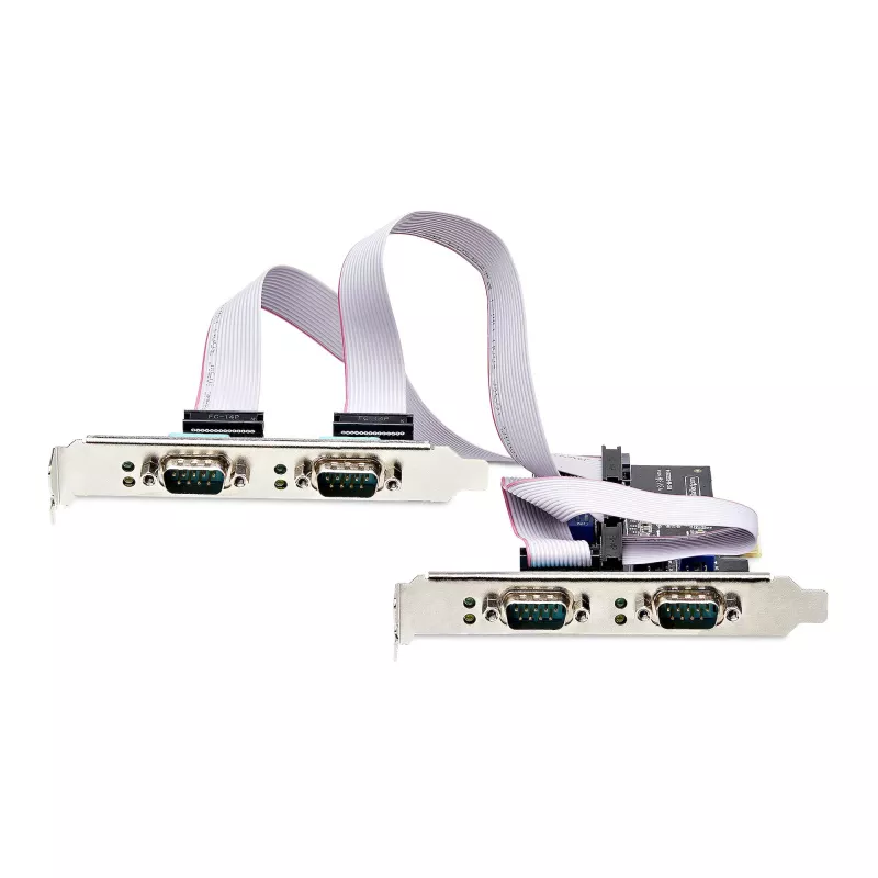 StarTech.com Scheda seriale PCIe a 4 porte, scheda seriale PCI Express quad-port a RS232/RS422/RS485 (DB9), staffa low-profile inclusa, UART 16C1050, Windows/Linux, conforme TAA – Protezione ESD livello 4