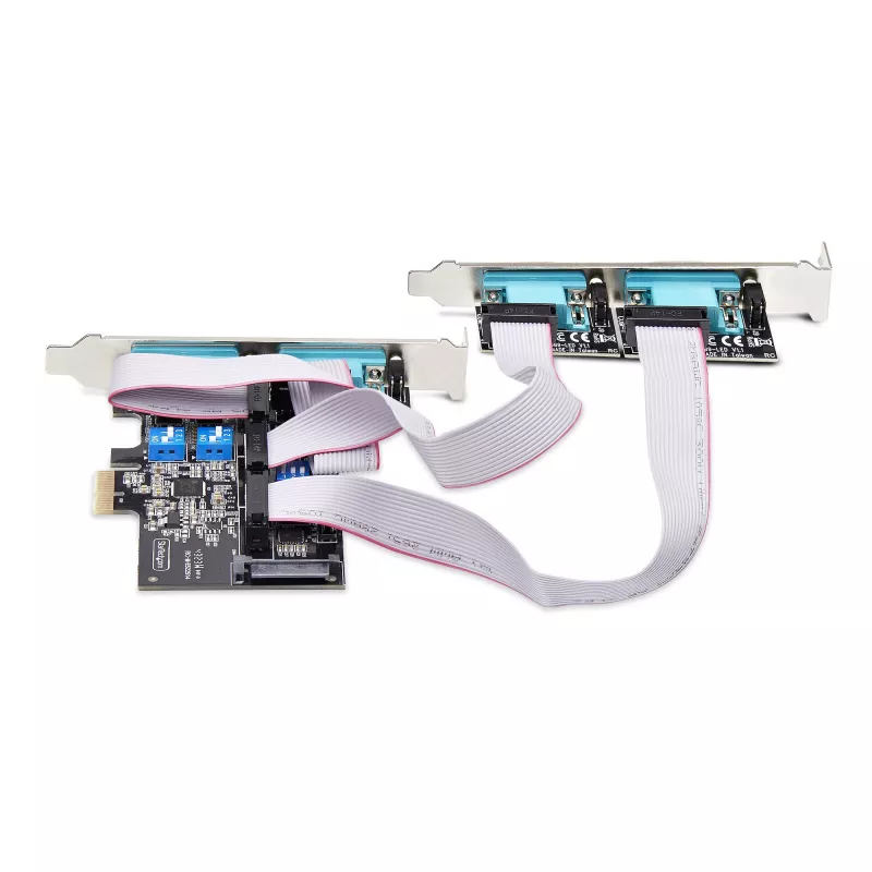 StarTech.com Scheda seriale PCIe a 4 porte, scheda seriale PCI Express quad-port a RS232/RS422/RS485 (DB9), staffa low-profile inclusa, UART 16C1050, Windows/Linux, conforme TAA – Protezione ESD livello 4