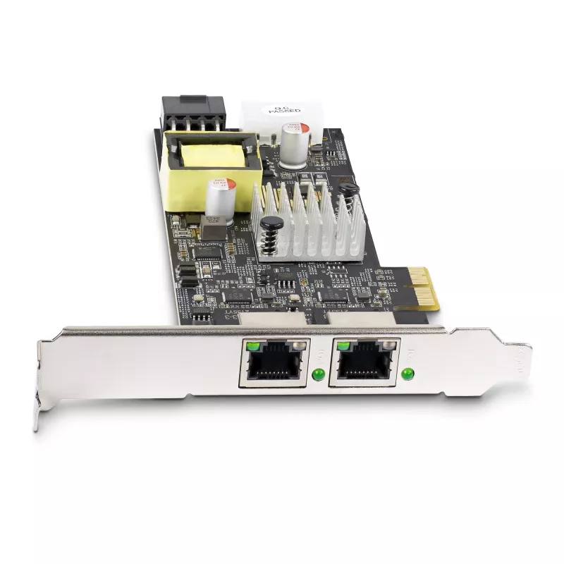 StarTech.com Scheda di rete 2 porte 2.5Gbps NBASE-T PoE, doppio Intel I225-V, NIC Multi-Gigabit 802.3af/at PoE+, scheda LAN server PCI Express, alimentazione LP4/8-pin PCIe