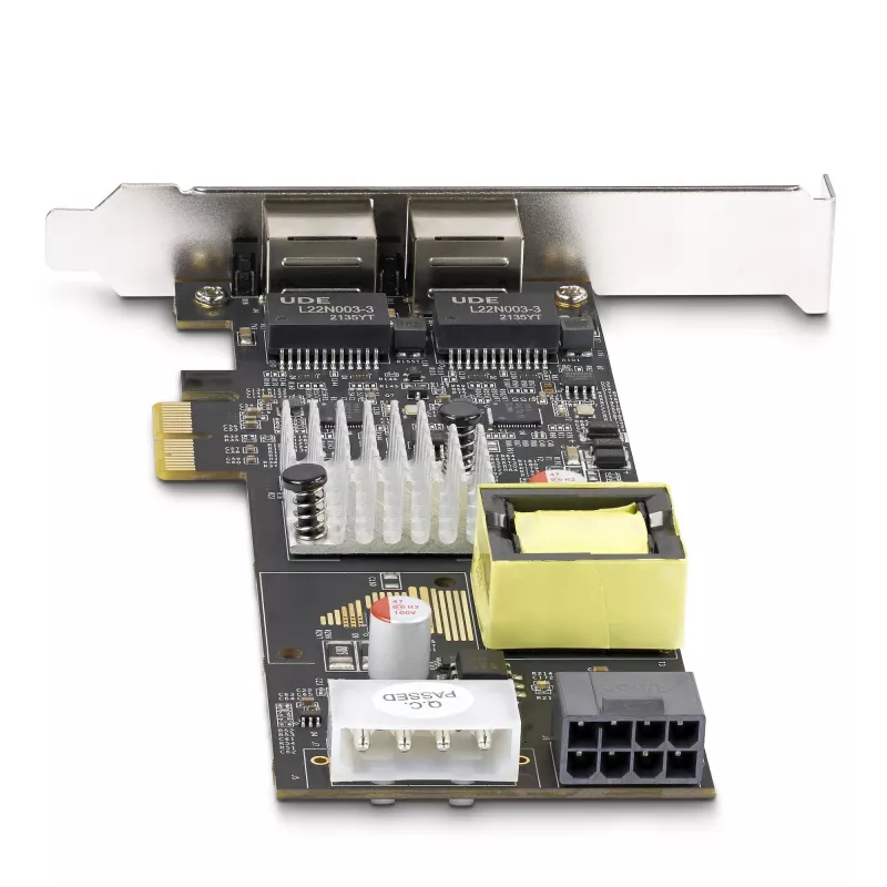 StarTech.com Scheda di rete 2 porte 2.5Gbps NBASE-T PoE, doppio Intel I225-V, NIC Multi-Gigabit 802.3af/at PoE+, scheda LAN server PCI Express, alimentazione LP4/8-pin PCIe