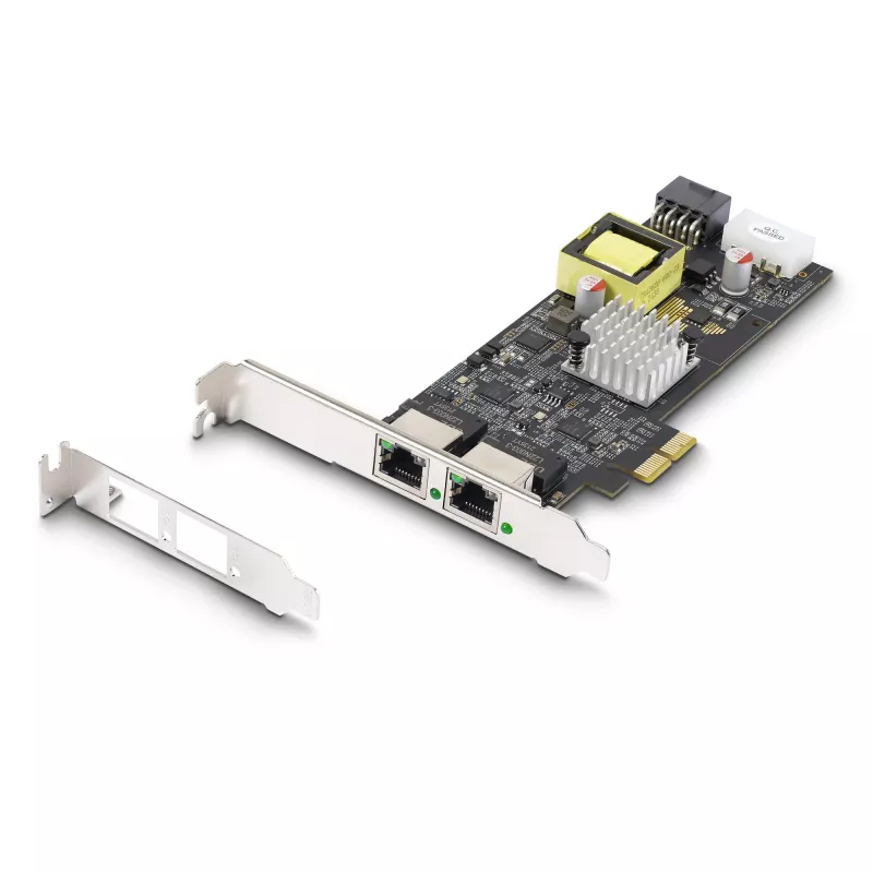 StarTech.com Scheda di rete 2 porte 2.5Gbps NBASE-T PoE, doppio Intel I225-V, NIC Multi-Gigabit 802.3af/at PoE+, scheda LAN server PCI Express, alimentazione LP4/8-pin PCIe