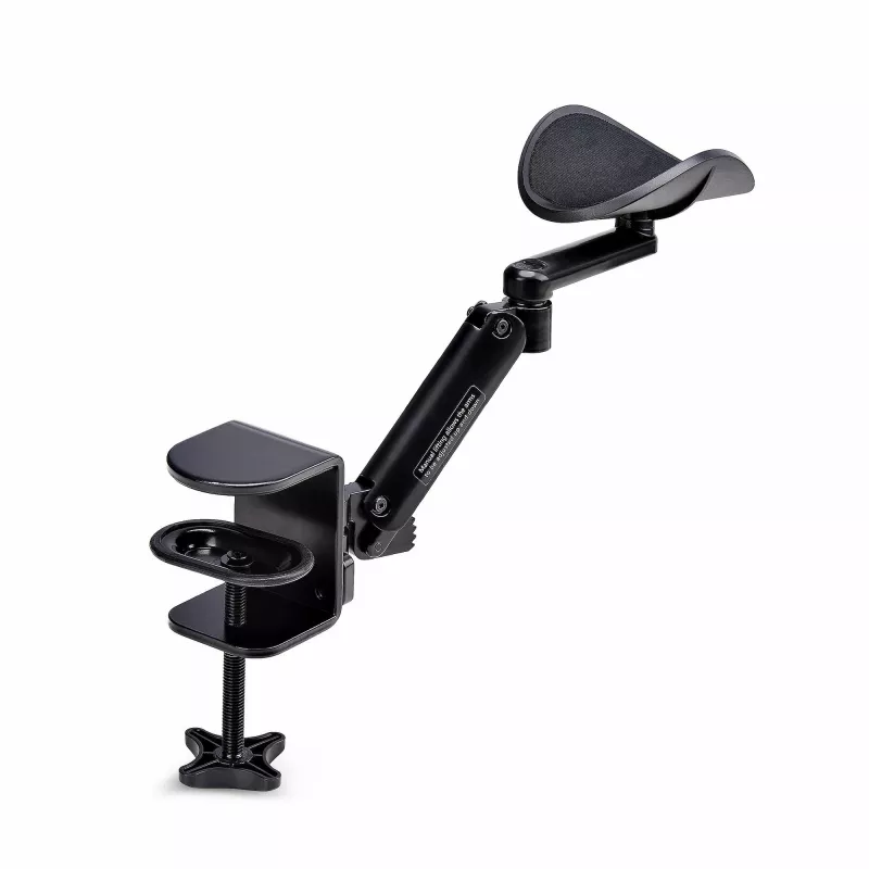 StarTech.com Bracciolo regolabile per scrivania da ufficio, supporto ergonomico per braccio/gomito, rotazione a 360 gradi, montaggio a morsetto/senza forare, nero