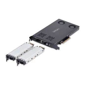 StarTech.com Case rimovibile dual-bay M.2 NVMe SSD a PCIe x8; biforcazione richiesta; installazione senza attrezzi, backplane PCIe con due vani hot-swap