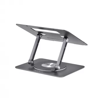 StarTech.com Supporto girevole per laptop, orientabile a 360°, rialzo ergonomico da scrivania per computer, ripiano rialzato con inclinazione regolabile, max 5 kg, struttura in alluminio, design portatile