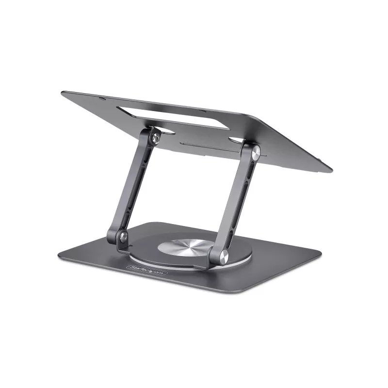 StarTech.com Supporto girevole per laptop, orientabile a 360°, rialzo ergonomico da scrivania per computer, ripiano rialzato con inclinazione regolabile, max 5 kg, struttura in alluminio, design portatile