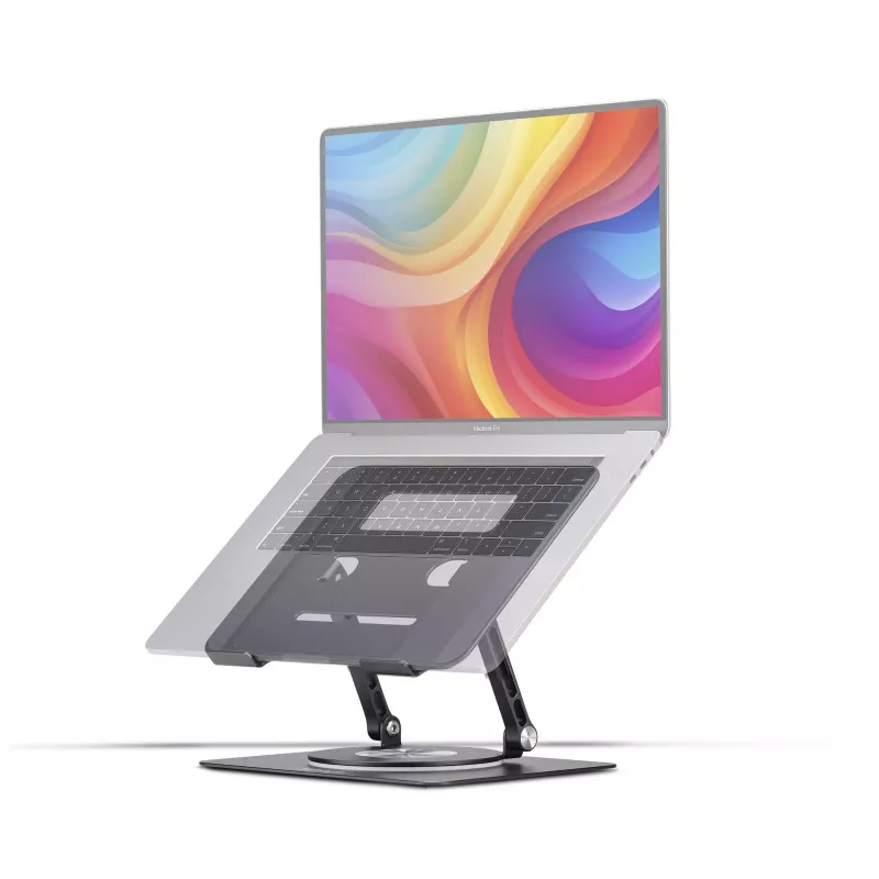 StarTech.com Supporto girevole per laptop, orientabile a 360°, rialzo ergonomico da scrivania per computer, ripiano rialzato con inclinazione regolabile, max 5 kg, struttura in alluminio, design portatile