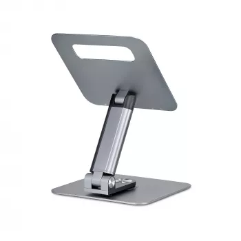 StarTech.com Supporto telescopico per laptop, base girevole a 360°, rialzo girevole per computer da scrivania, altezza e inclinazione regolabili, max 5 kg, finitura in alluminio, design portatile