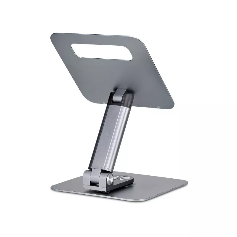 StarTech.com Supporto telescopico per laptop, base girevole a 360°, rialzo girevole per computer da scrivania, altezza e inclinazione regolabili, max 5 kg, finitura in alluminio, design portatile