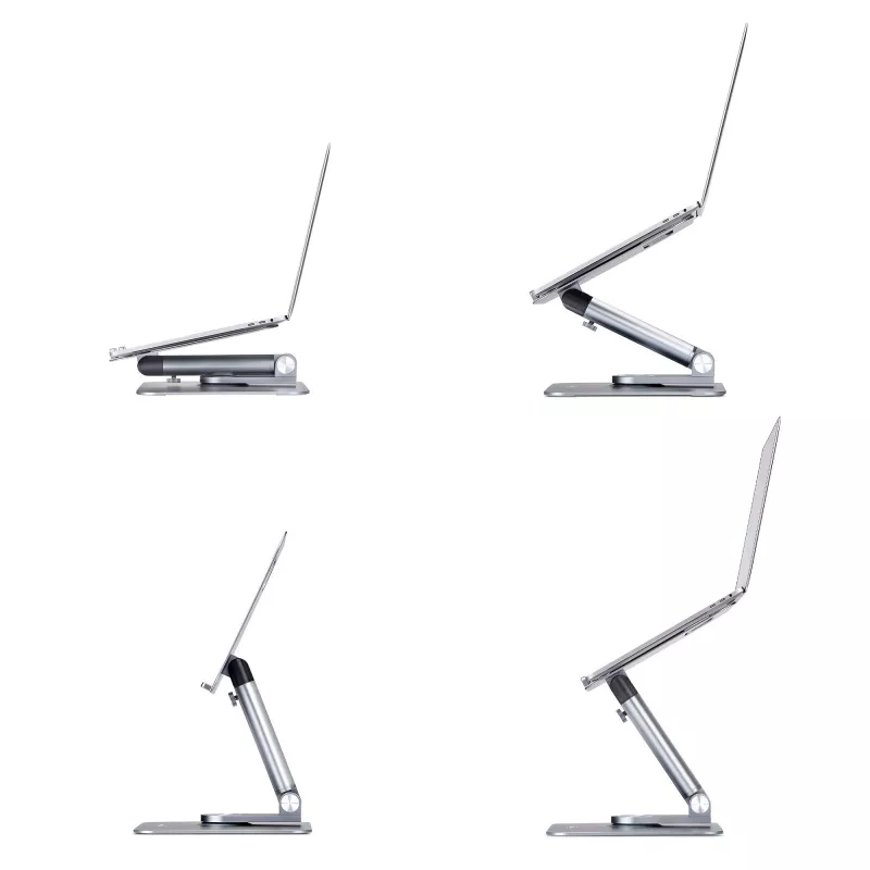 StarTech.com Supporto telescopico per laptop, base girevole a 360°, rialzo girevole per computer da scrivania, altezza e inclinazione regolabili, max 5 kg, finitura in alluminio, design portatile