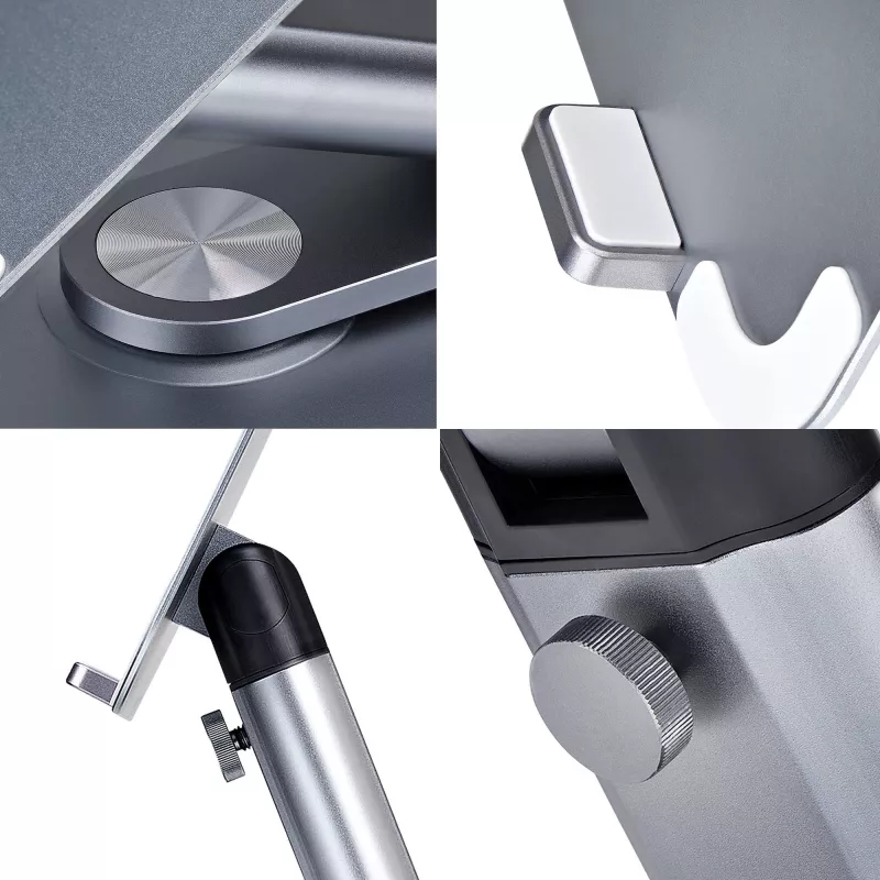 StarTech.com Supporto telescopico per laptop, base girevole a 360°, rialzo girevole per computer da scrivania, altezza e inclinazione regolabili, max 5 kg, finitura in alluminio, design portatile