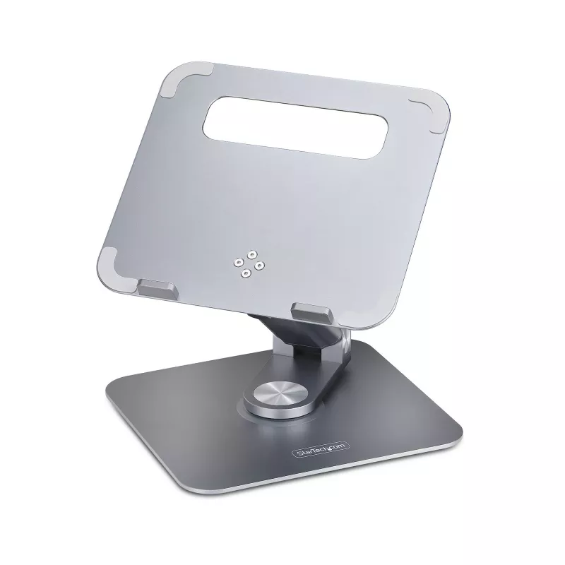 StarTech.com Supporto telescopico per laptop, base girevole a 360°, rialzo girevole per computer da scrivania, altezza e inclinazione regolabili, max 5 kg, finitura in alluminio, design portatile